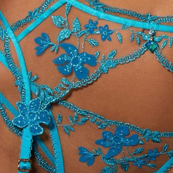 Honey Birdette Sabrina Turquoise Midi Style Suspender. - Picture 5 of 10